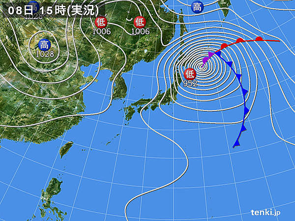 実況天気図(2015年10月08日)