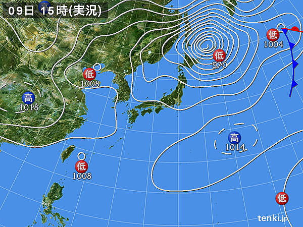 実況天気図(2015年10月09日)