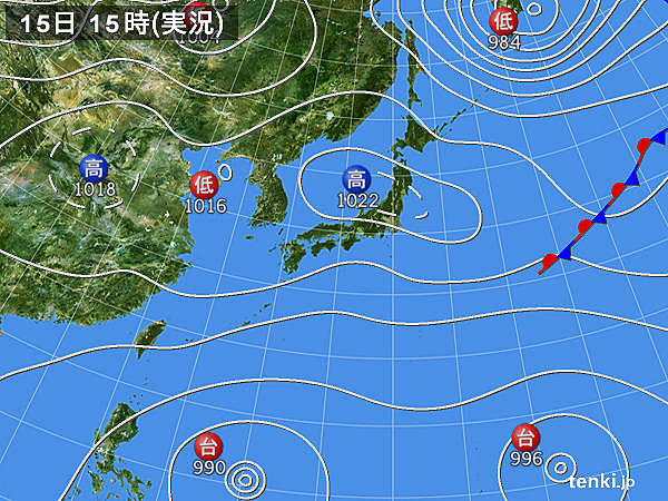 実況天気図(2015年10月15日)