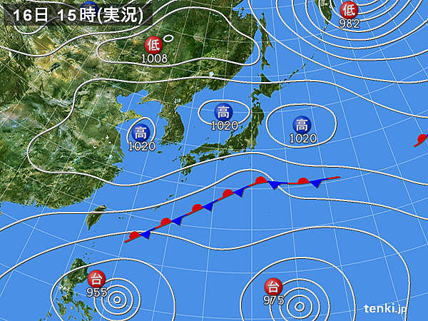 実況天気図(2015年10月16日)