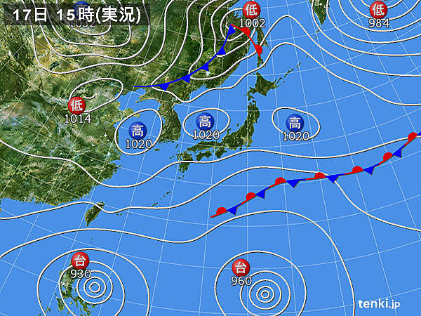 実況天気図(2015年10月17日)