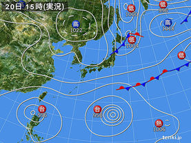 実況天気図(2015年10月20日)