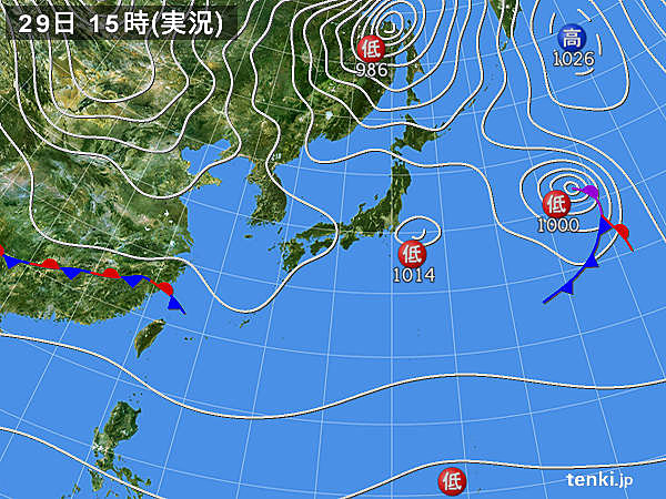 実況天気図(2015年10月29日)