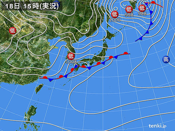 実況天気図(2015年11月18日)