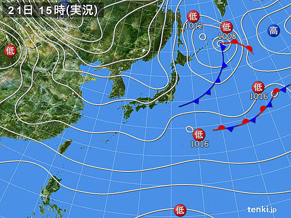 実況天気図(2015年11月21日)