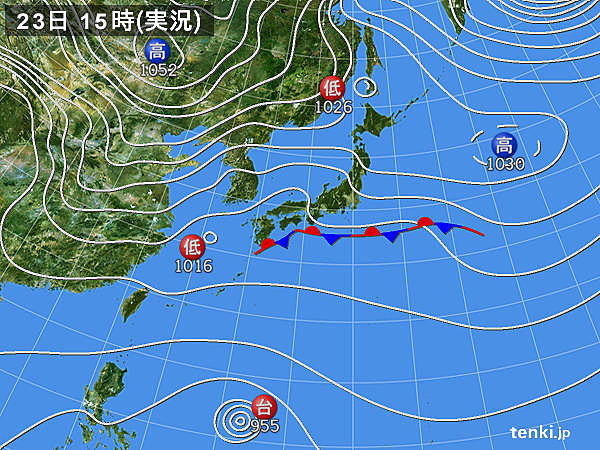 実況天気図(2015年11月23日)