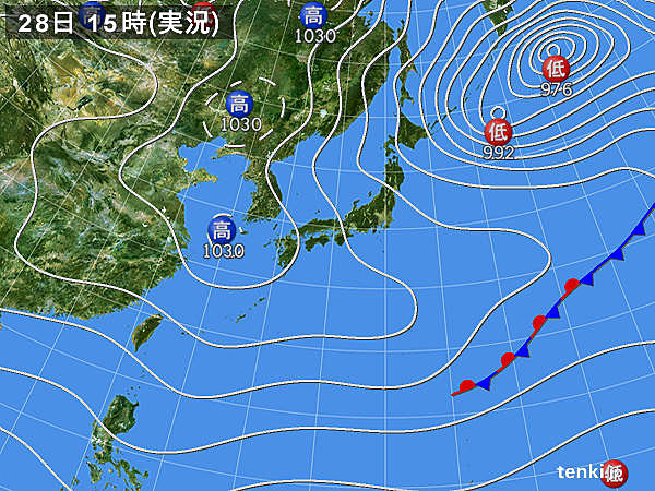 実況天気図(2015年11月28日)