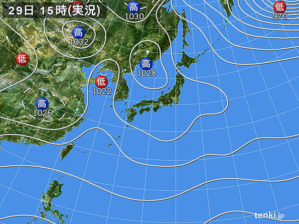 実況天気図(2015年11月29日)