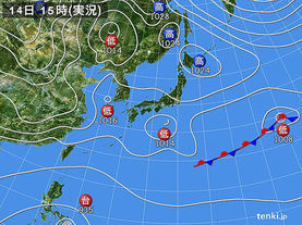 実況天気図(2015年12月14日)