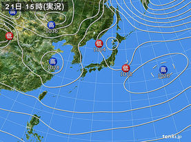 実況天気図(2015年12月21日)