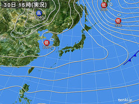 実況天気図(2015年12月30日)