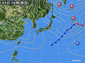 実況天気図(2016年01月07日)