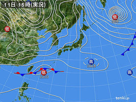 実況天気図(2016年01月11日)