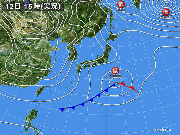 実況天気図(2016年01月12日)