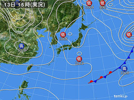 実況天気図(2016年01月13日)