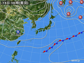 実況天気図(2016年01月15日)