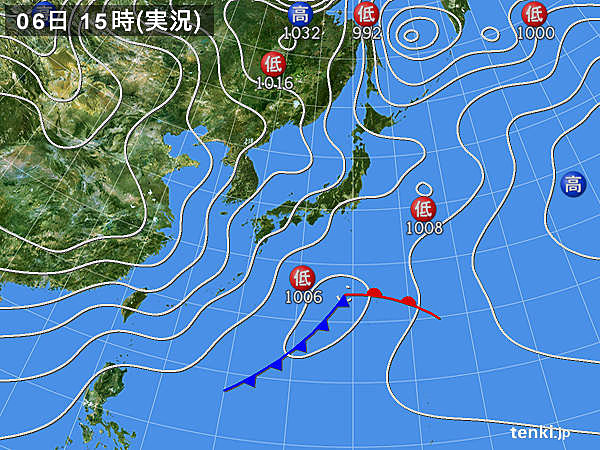実況天気図(2016年02月06日)
