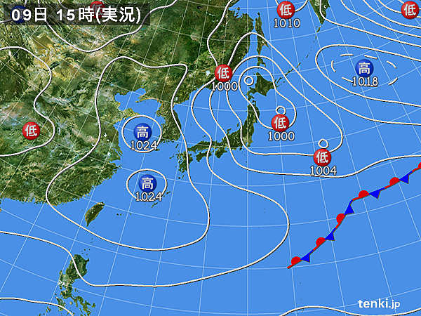 実況天気図(2016年02月09日)