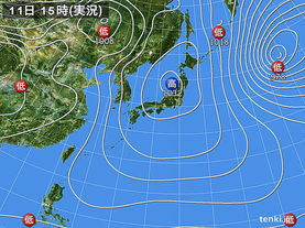 実況天気図(2016年02月11日)