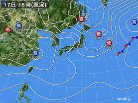 実況天気図(2016年02月17日)