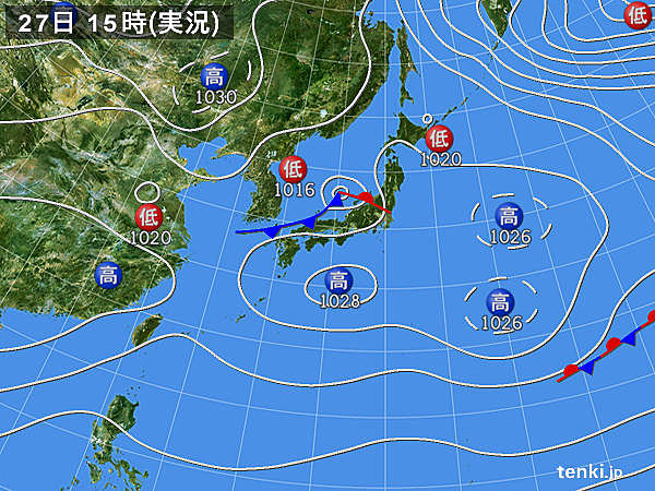 実況天気図(2016年02月27日)