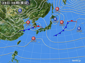 実況天気図(2016年02月28日)