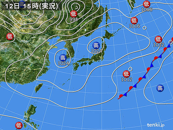 実況天気図(2016年03月12日)