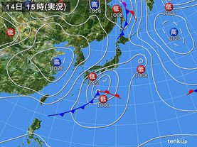 実況天気図(2016年03月14日)