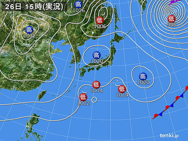 実況天気図(2016年03月26日)