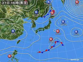 実況天気図(2016年03月27日)