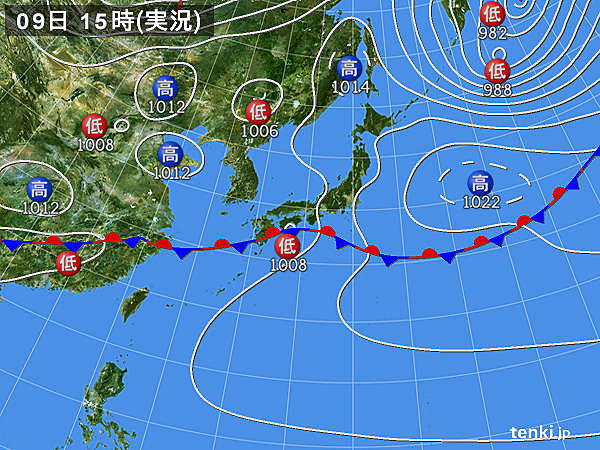 実況天気図(2016年05月09日)