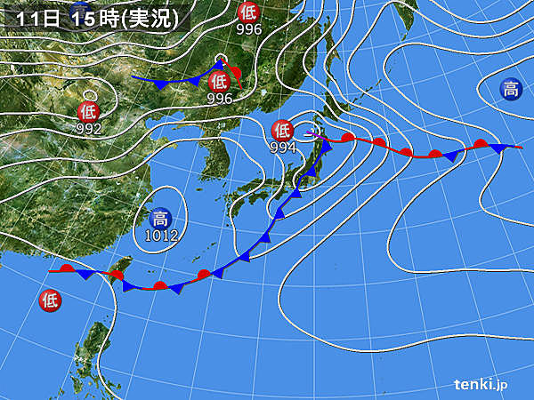 実況天気図(2016年05月11日)