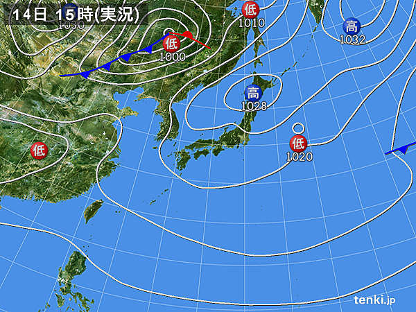 実況天気図(2016年05月14日)