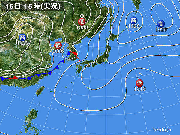 実況天気図(2016年05月15日)