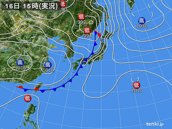 実況天気図(2016年05月16日)