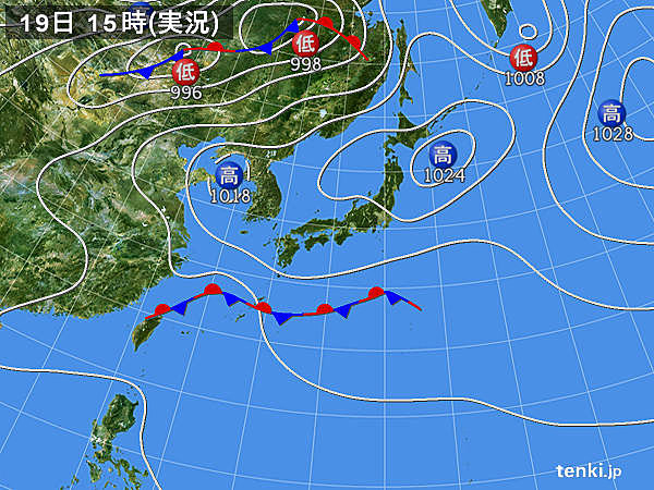 実況天気図(2016年05月19日)