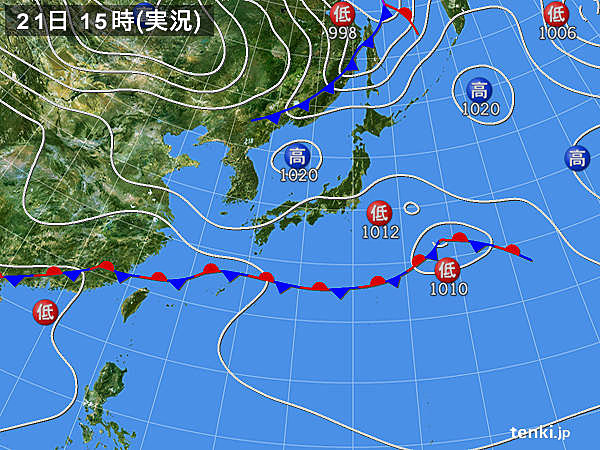 実況天気図(2016年05月21日)