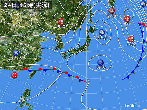 実況天気図(2016年05月24日)