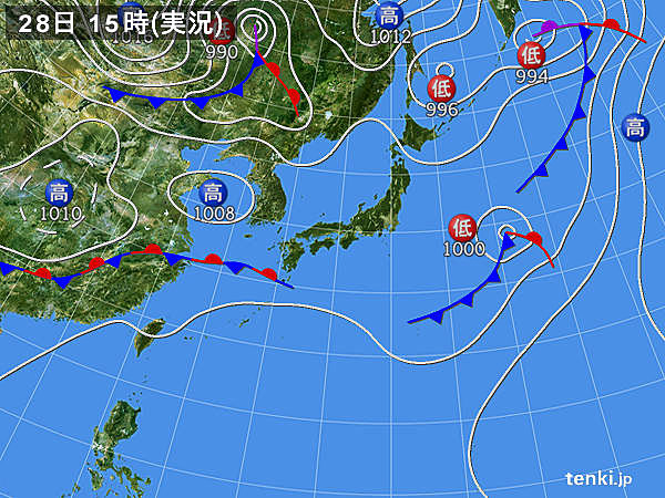 実況天気図(2016年05月28日)