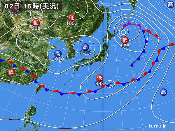 実況天気図(2016年06月02日)