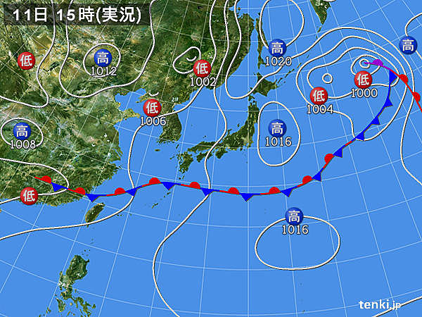 実況天気図(2016年06月11日)