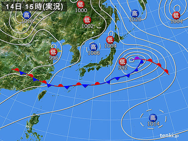 実況天気図(2016年06月14日)