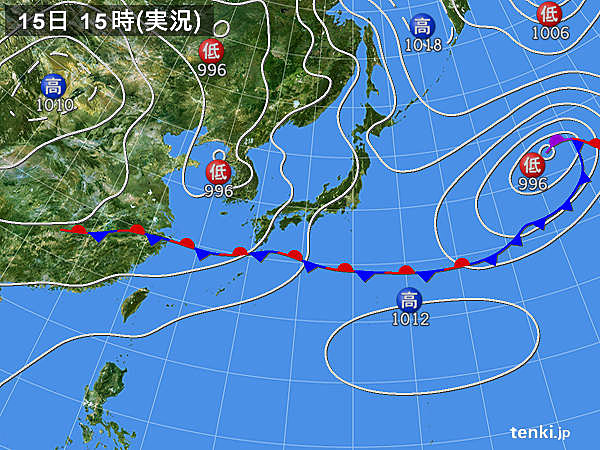 実況天気図(2016年06月15日)