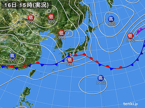 実況天気図(2016年06月16日)