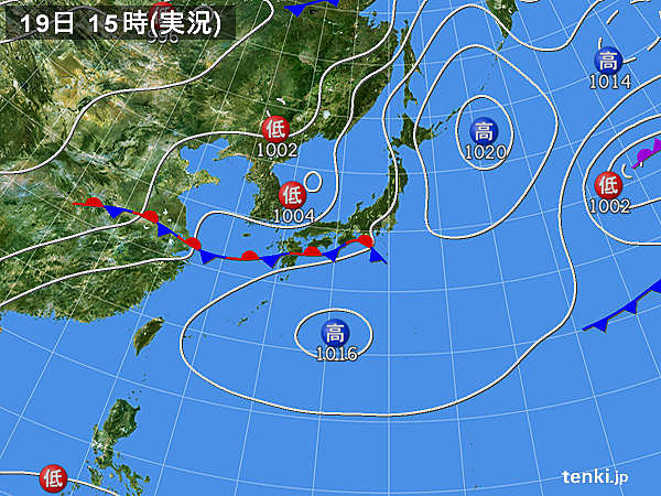 実況天気図(2016年06月19日)