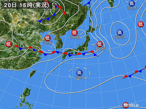 実況天気図(2016年06月20日)