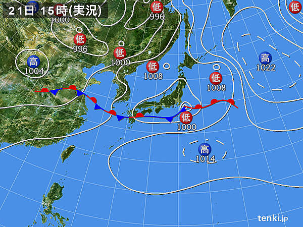実況天気図(2016年06月21日)