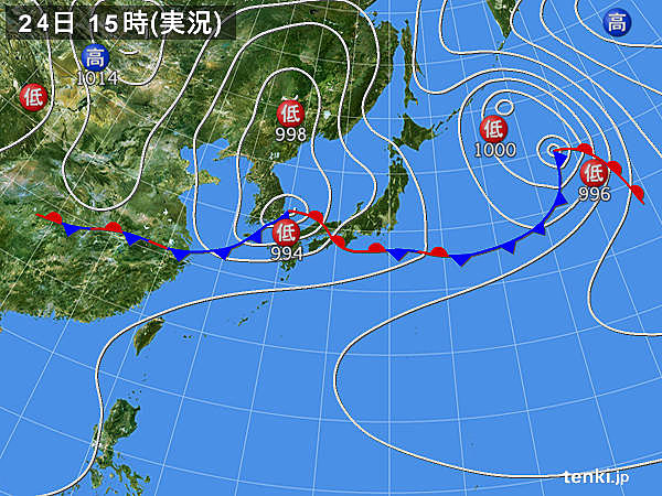 実況天気図(2016年06月24日)