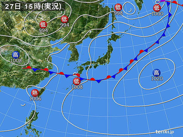 実況天気図(2016年06月27日)