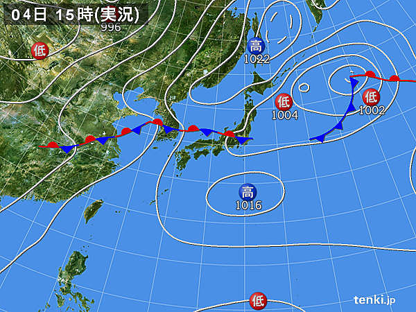 実況天気図(2016年07月04日)